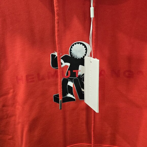 Helmut Lang Logo-Print Hooded Sweatshirt - Flame - Picture 3 of 10